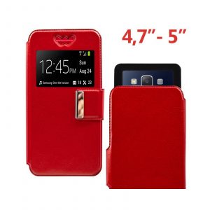 Funda univ. Flip Cover 4.7- 5" Liso Rojo 008217