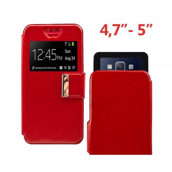 Funda univ. Flip Cover 4.7- 5" Liso Rojo 008217