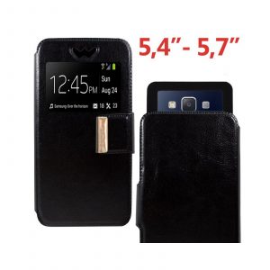 Funda univ. flip cover 5.4- 5.7" Liso Negro 008320