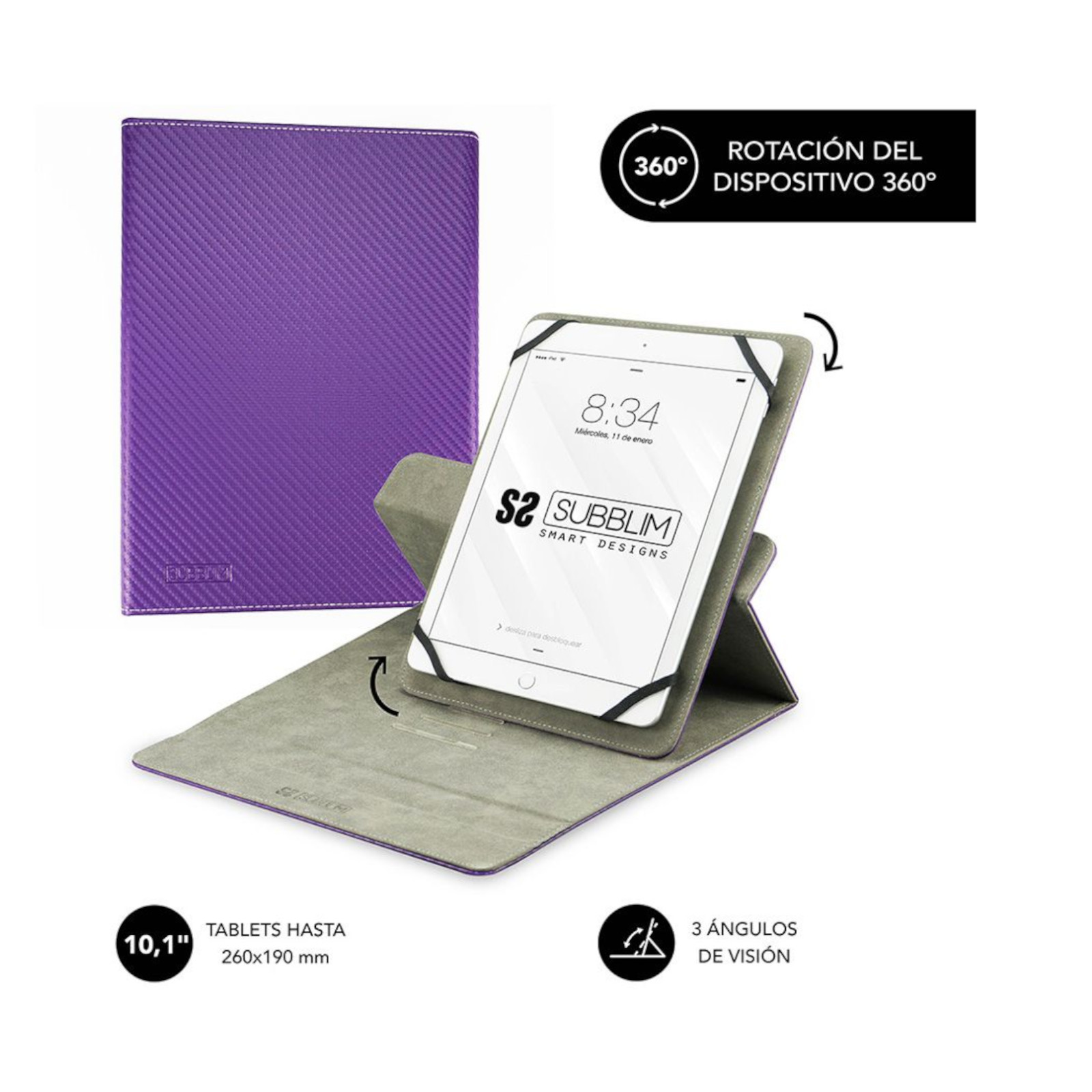Funda Tablet Subblim Rotate 360 Executive Purple