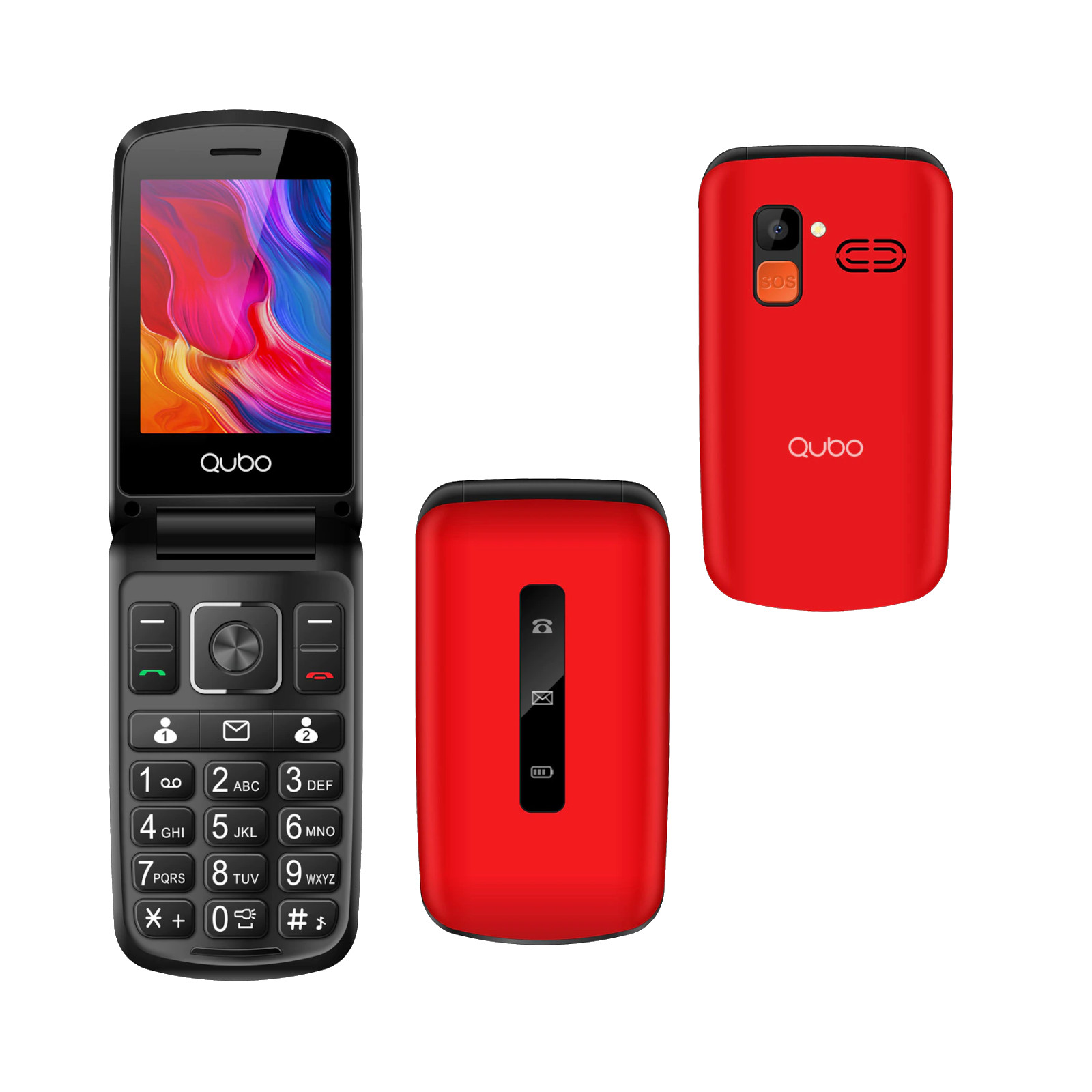 Qubo X-209 Téléphone portable 4G pour seniors/Noir